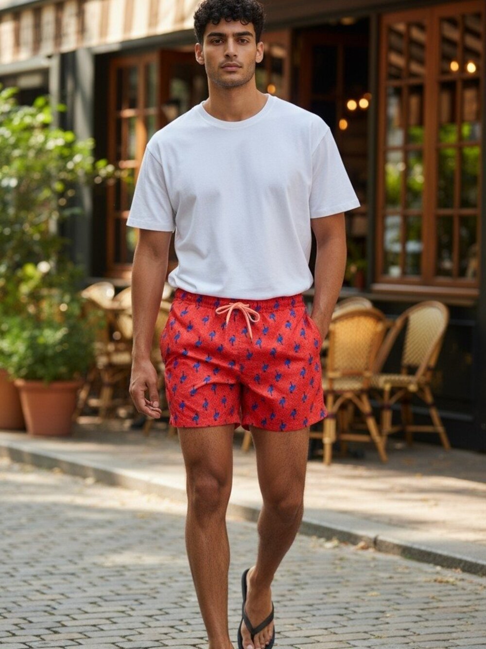 NWOT SWIM SOCIETY (XL) By Drill Clothing Co. Swim Trunks Pink/Orange Flamingo
